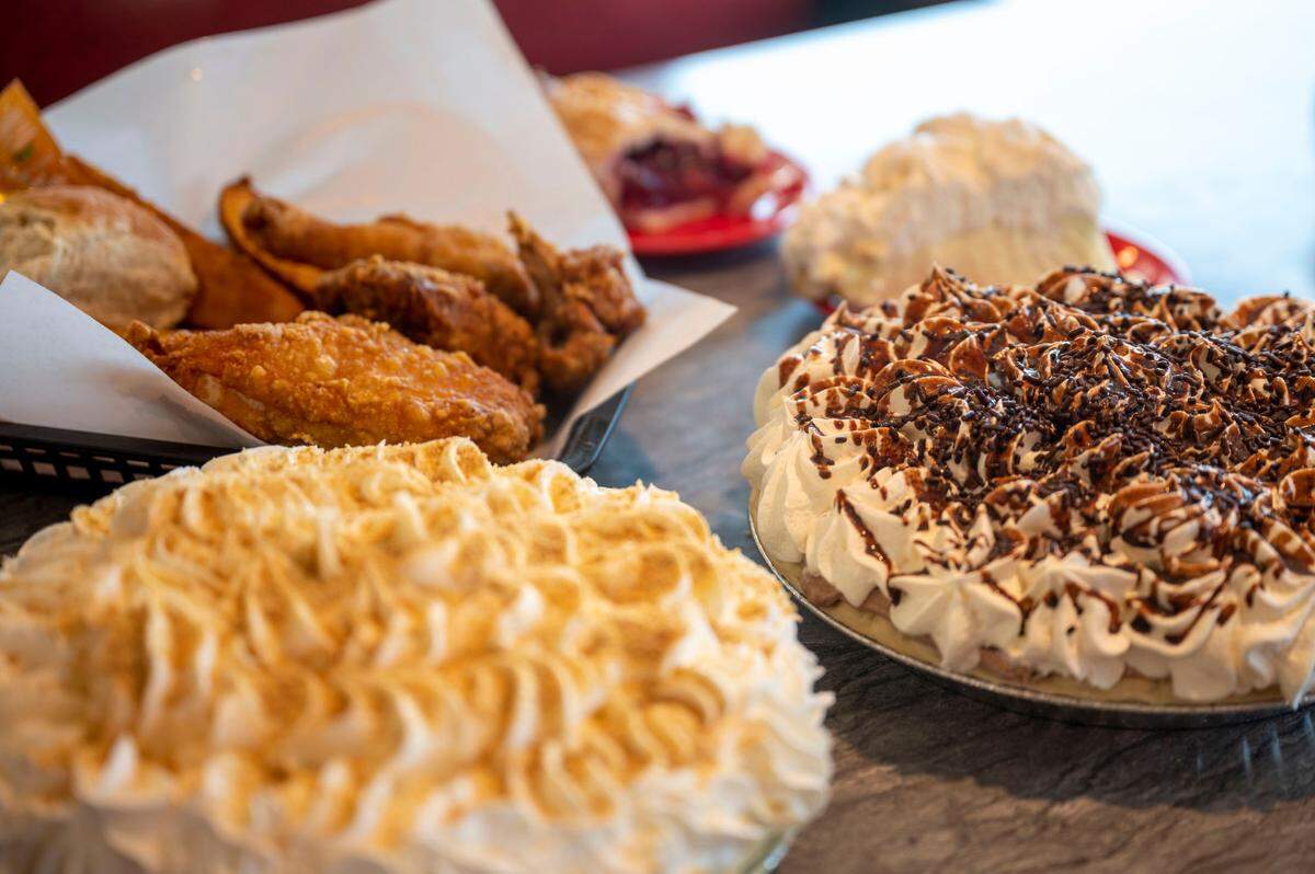 Like any proper diner, Anglea’s always has an assortment of homemade pies. On a Wednesday in August, that included banana cream and chocolate cream piled high with whipped cream.