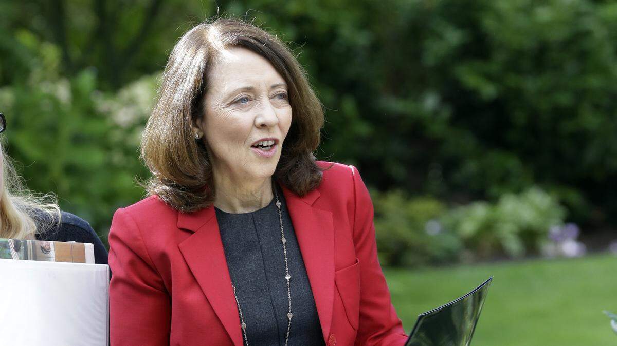 In this Monday, Sept. 10, 2018 photo, Washington U.S. Sen. Maria Cantwell is shown at a gathering in Vancouver, Wash. Democratic incumbent Cantwell has easily won re-election for U.S. Senate in Washington state in previous years but as she seeks her fourth-term this November, she is facing her most recognizable opponent, Republican Susan Hutchison.