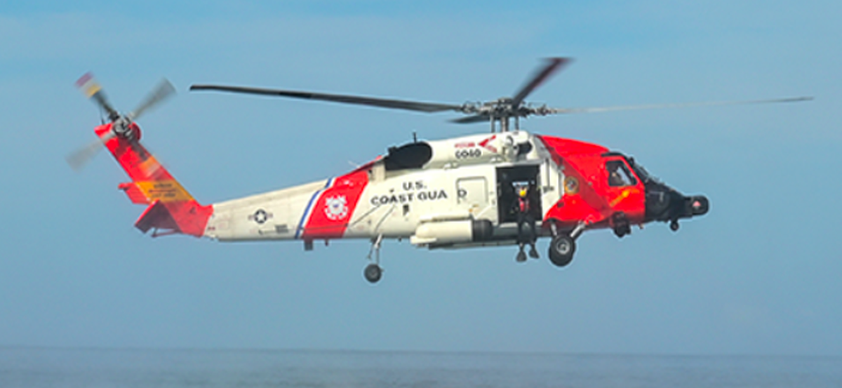 FILE PHOTO: A Coast Guard MH-60 helicopter.