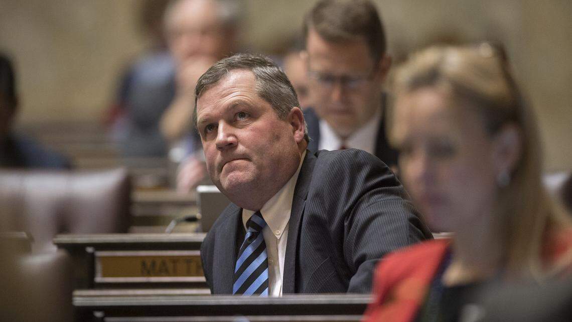 House Republican Leader J.T. Wilcox (R-Yelm) watches voting during the final day of the legislative session in 2016. Wilcox says the Democrats’ budget proposals put the state in the position of making budget cuts when the next economic downturn strikes.