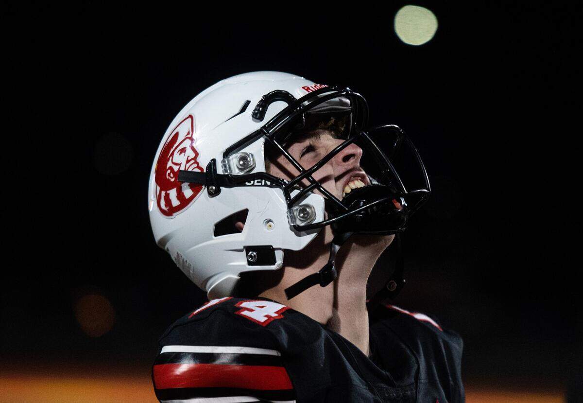 Steilacoom’s Chance Mcdonald celebrates after beating Lynden in the 2A state semifinal game at Mount Tahoma High School in Tacoma, Wash., on Saturday, Nov. 30, 2019.