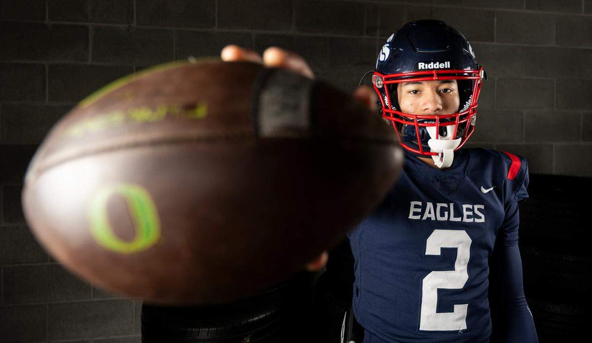 The News Tribune 2024 All-Area first-team multi-purpose selection Jabez Boyd, Life Christian, poses for a portrait at Mount Tahoma High School, on Sunday, Dec. 8, 2024, in Tacoma, Wash.