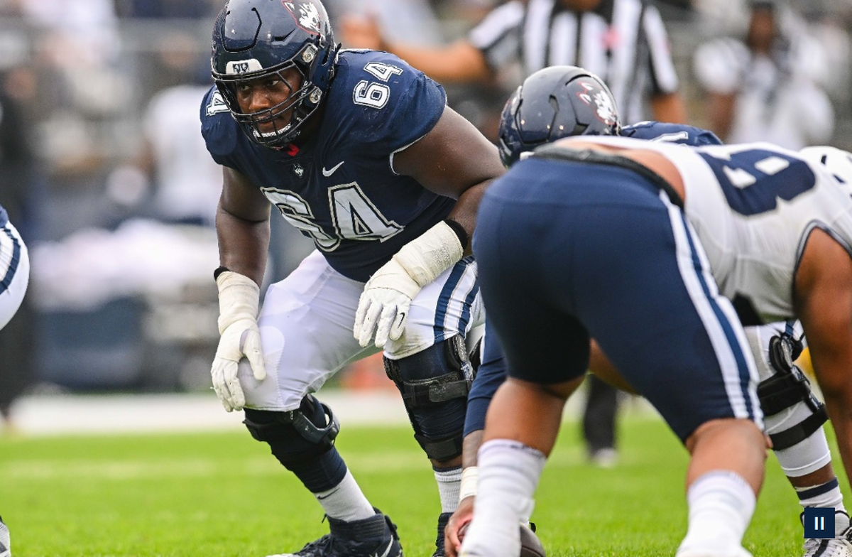 The Seahawks selected guard Christian Haynes from the University of Connecticut in the third round, the 81st pick overall, in the NFL draft April 26, 2024.