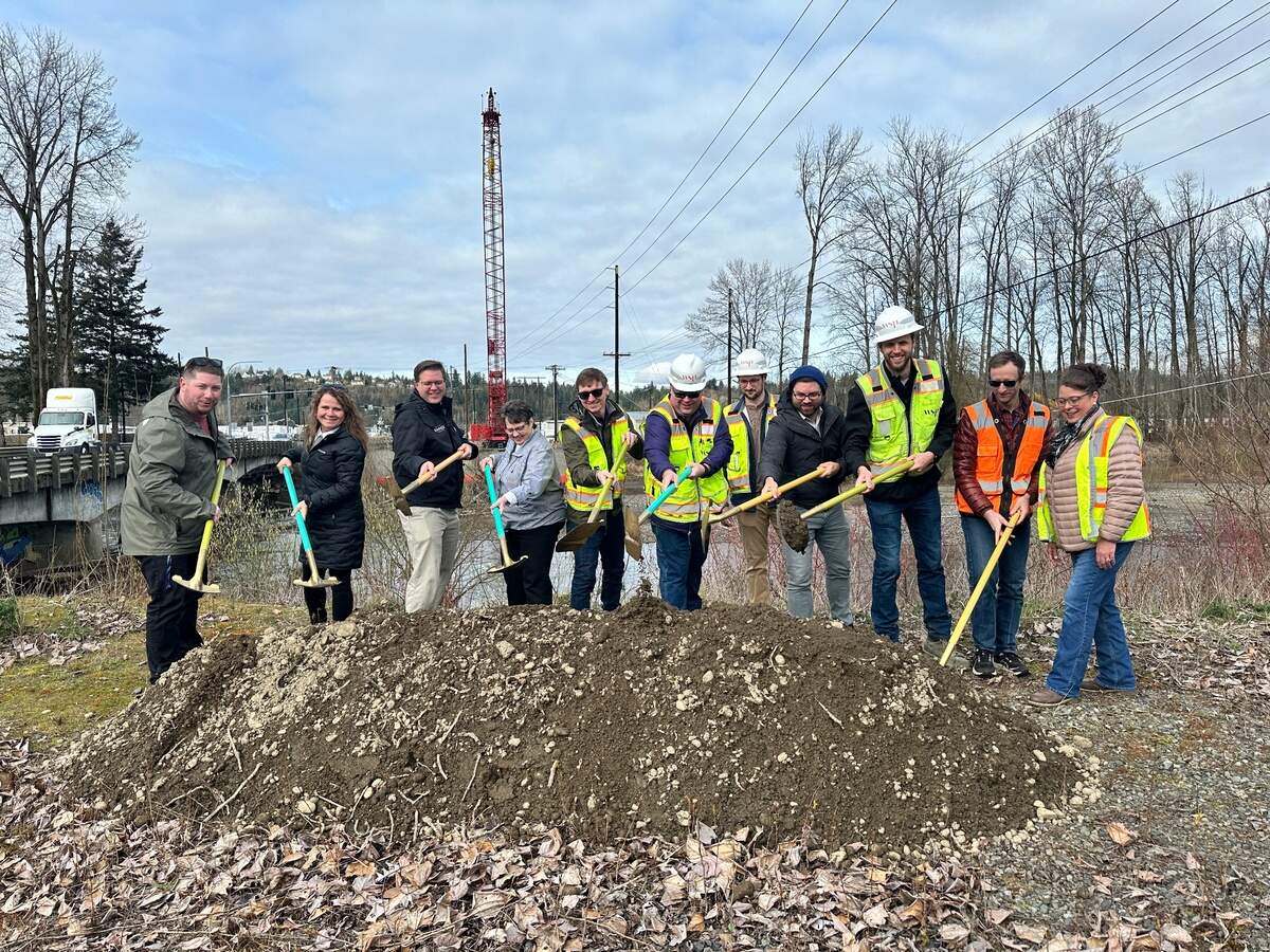 Sumner Mayor Kathy Hayden took a picture with the project team at a groundbreaking ceremony for the Stewart Road Whtie River bridge replacement project on March 18.