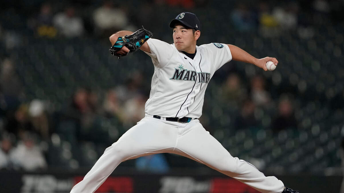 Seattle Mariners starting pitcher Yusei Kikuchi throws against the Detroit Tigers during the sixth inning of a baseball game, Monday, May 17, 2021, in Seattle. (AP Photo/Ted S. Warren)