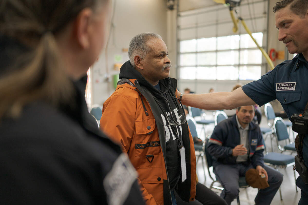 The Orting Valley Fire & Rescue Station 40 hosted a reunion between the man and the first responders who saved him on Aug. 15, 2024 in the fire.