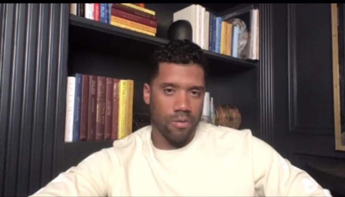 Seahawks quarterback Russell Wilson on his online Zoom call set up by the league Tuesday for him winning the NFL Walter Payton Man of the Year Award.