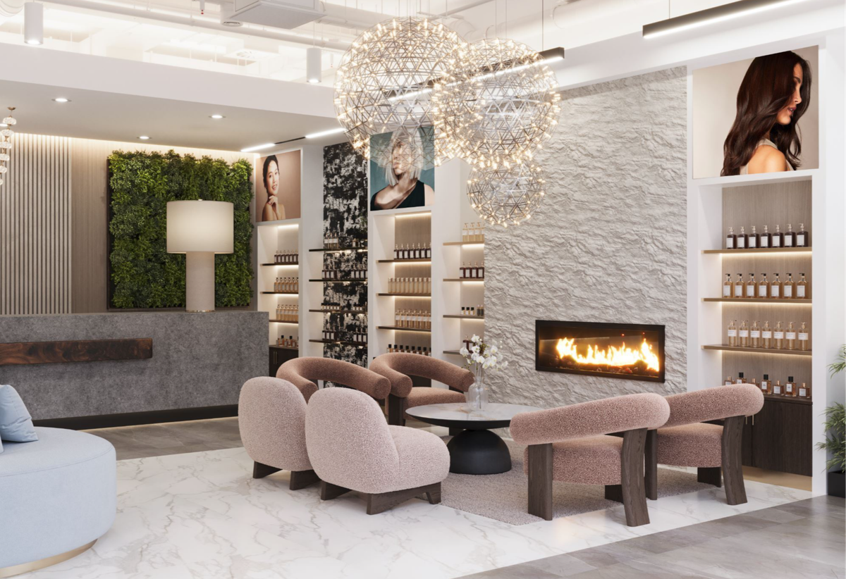 Designs for JAX Luxury Salon’s new location at Peninsula Shopping Center in Gig Harbor, Wash. show comfortable seating areas for customers and guests.