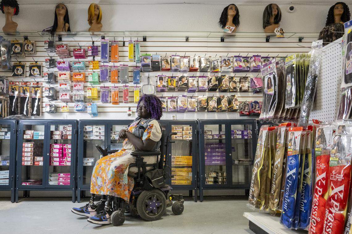 Mattice Hoyt, owner of Mattice Beauty Supply, poses for a portrait at the beauty store on Wednesday, Sept. 10, 2025, in Tacoma.