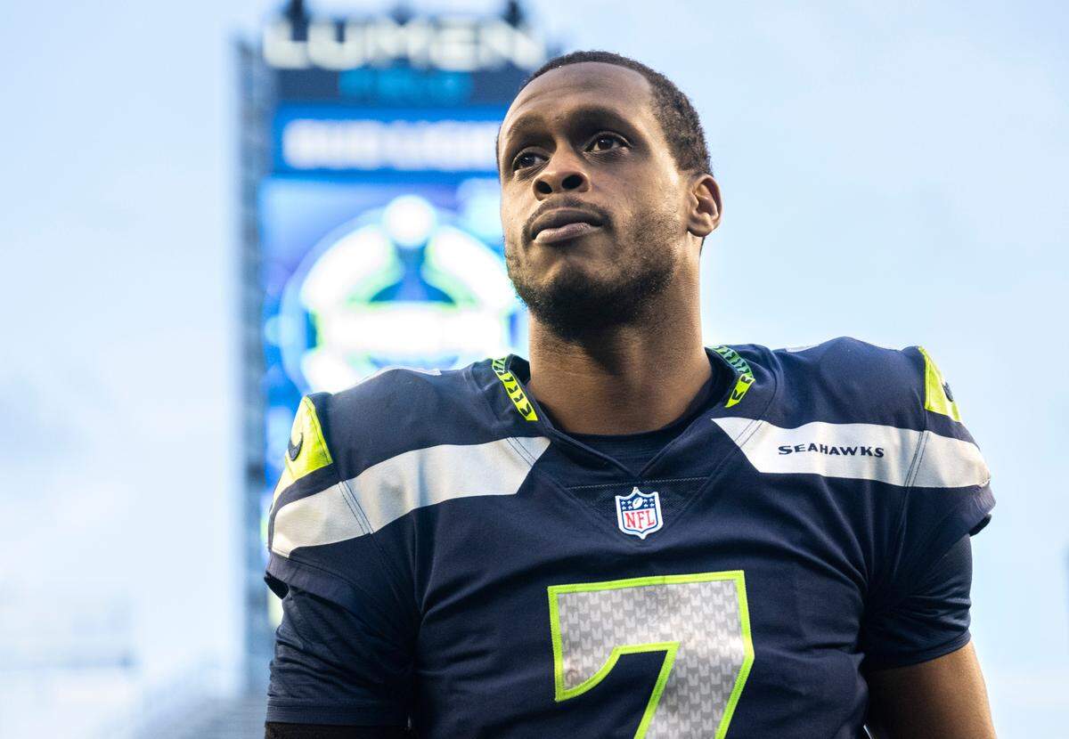 Seattle Seahawks quarterback Geno Smith (7) walks off of the field after defeating the New York Jets 23-6 in an NFL game at Lumen Field in Seattle Wash. on Jan. 1, 2023.