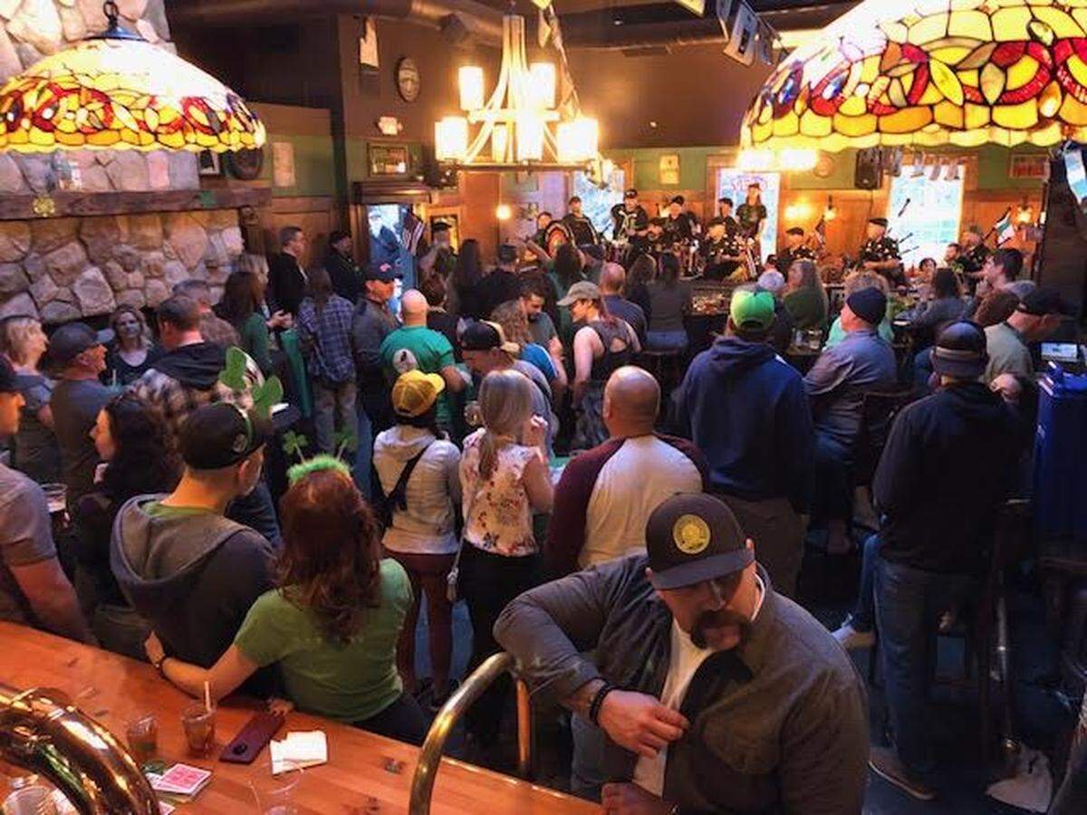 A full house at O’Looney’s Irish Pub during a live music performance in Gig Harbor, Wash.