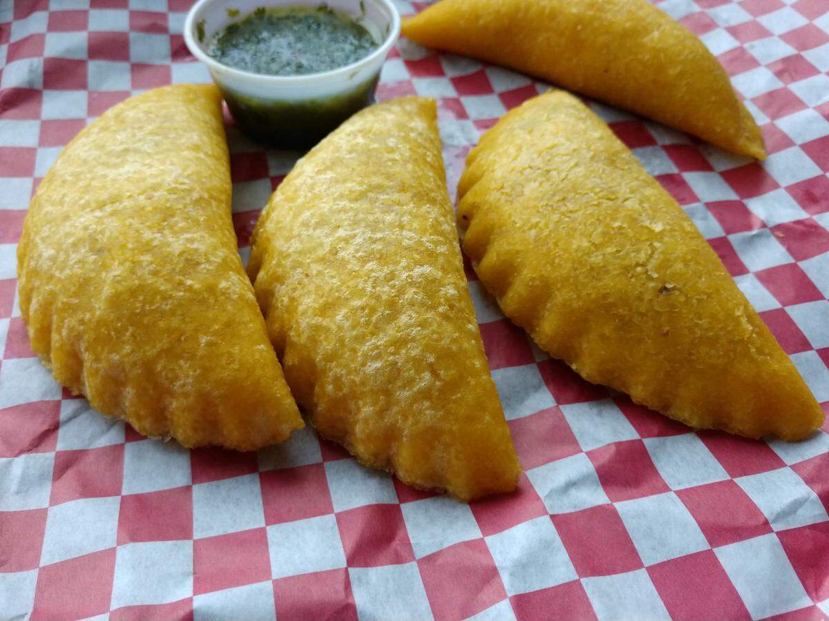 Beef empanadas with aji sauce from Sabor Colombiano Luis Panes Empanadas in Tacoma.