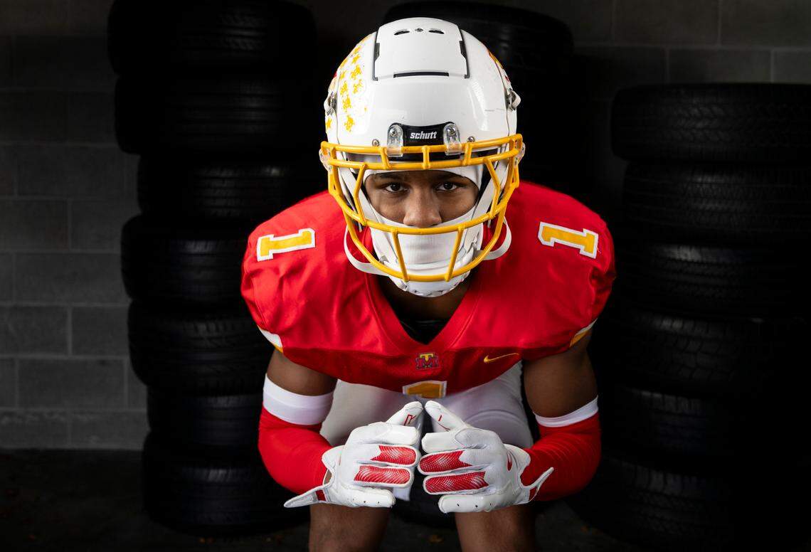 The News Tribune 2024 All-Area first-team defensive back selection Elijah Durr, Mount Tahoma, poses for a portrait at Mount Tahoma High School, on Sunday, Dec. 8, 2024, in Tacoma, Wash.