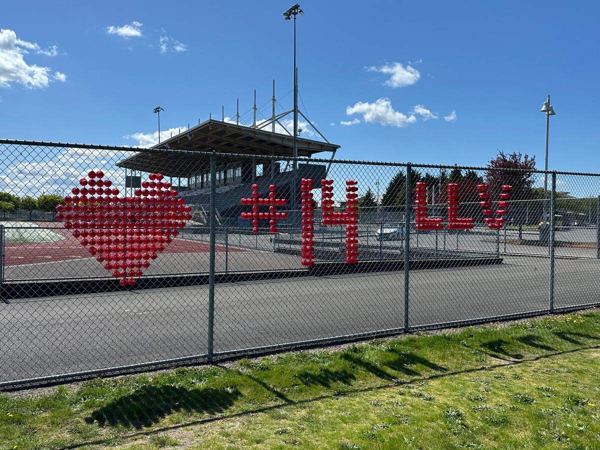 A memorial created in remembrance of Mount Tahoma High School junior football player Veron Lockett.