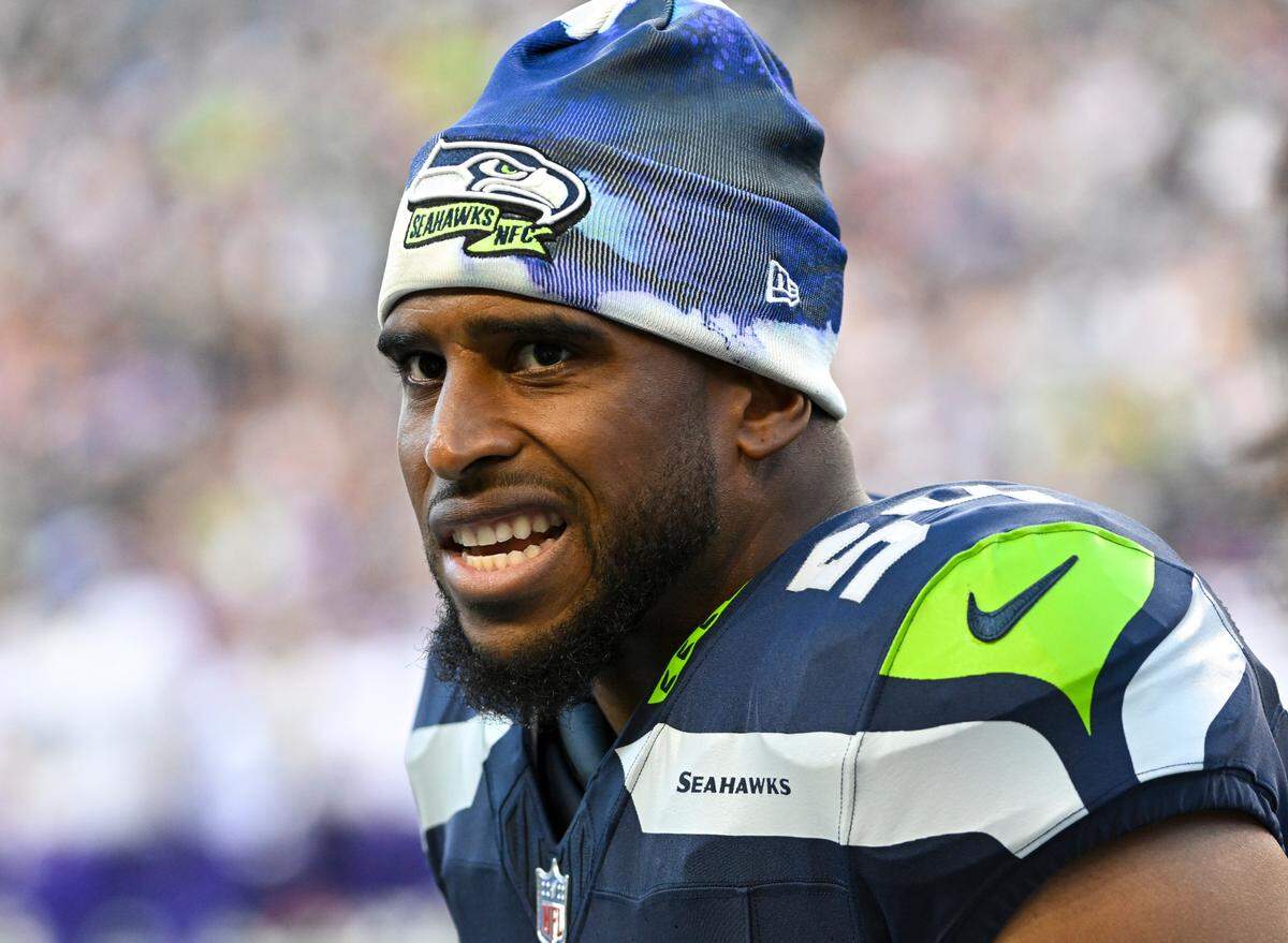 Seattle Seahawks linebacker Bobby Wagner (54) watches from the sidelines during the first quarter of the preseason game at Lumen Field, Thursday, Aug. 10, 2023, in Seattle, Wash.