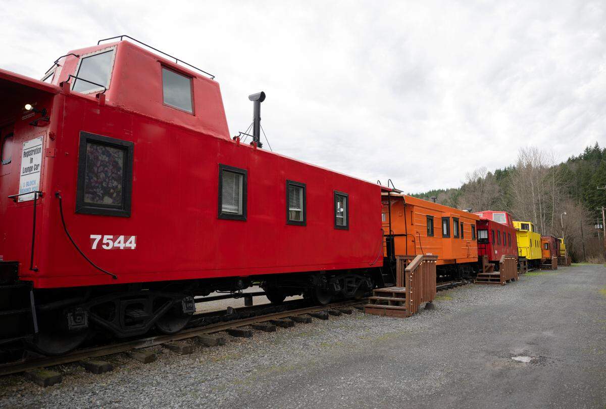 The Hobo Inn has several unique train cars retrofitted into rooms for guest, some including jacuzzis and other amenities, on Monday, Jan. 29, 2024, in Elbe, Washington.