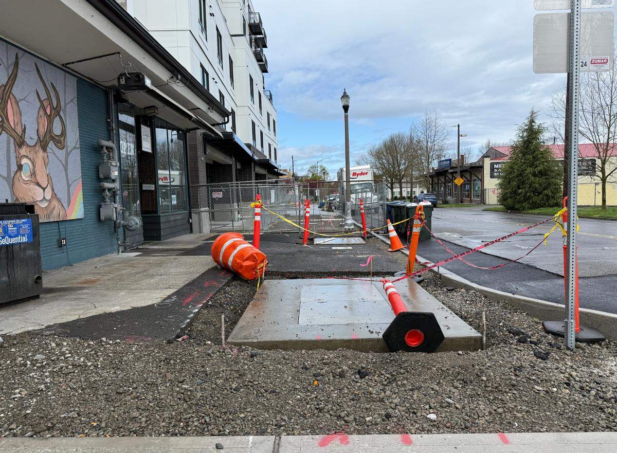 The sidewalk outside 1022 South J and Goodfellas Barbers, at the corner of South 11th and J Street in Hilltop, was incomplete on April 8, a week after the bar’s owners decided to close.