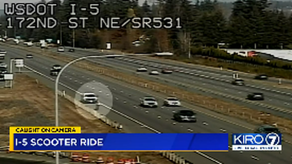 A 22-year-old woman was seen riding a scooter down the Interstate 5 in Snohomish County, Washington, on Nov. 16, 2022.