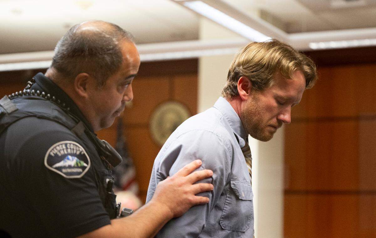 David Benjamin Coots, 43, pleads guilty to second-degree assault, tampering with a witness and fourth-degree assault during a hearing at Pierce County Superior Court on Friday, July 11, 2025, in Tacoma.