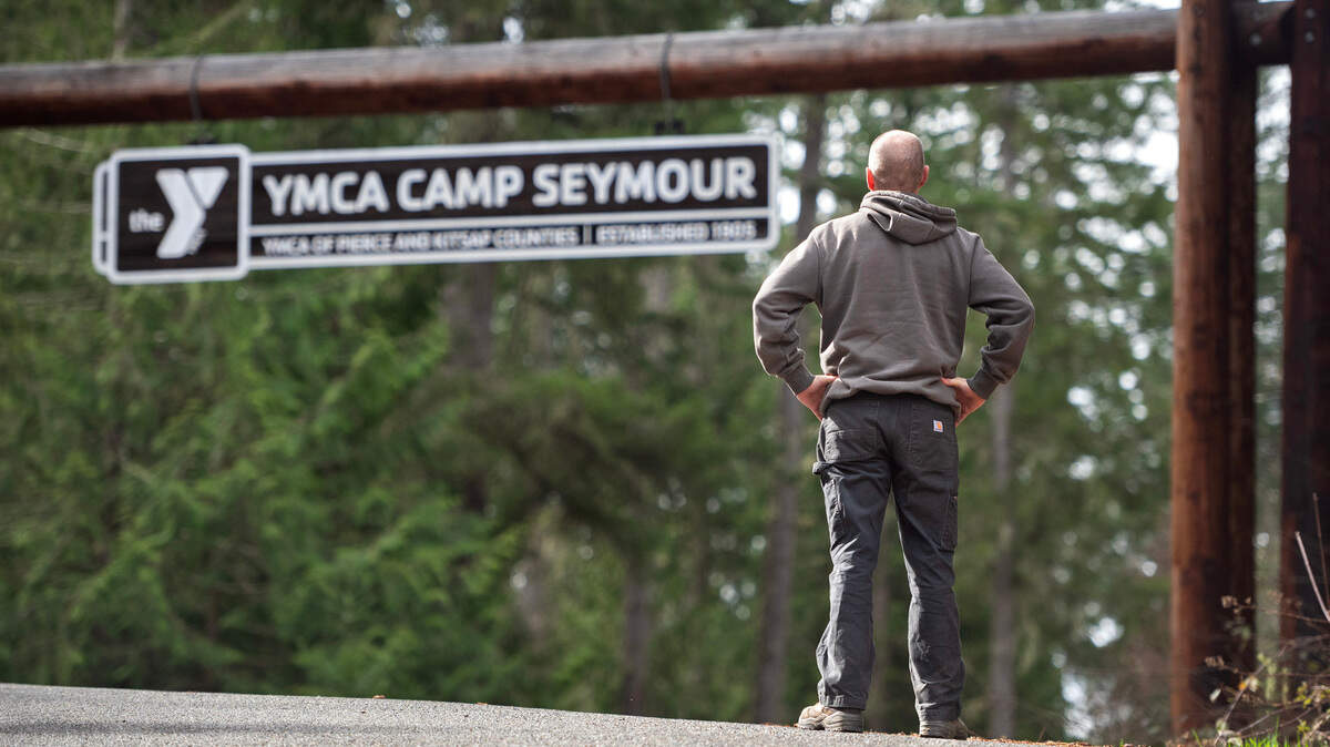 A Lakewood man we’re identifying only as “KS” was a victim of sexual abuse at the YMCA Camp Seymour as a child in the 1970s. He is shown outside the camp on the Key Peninsula, west of Gig Harbor, Washington, on Friday, March 22, 2024.