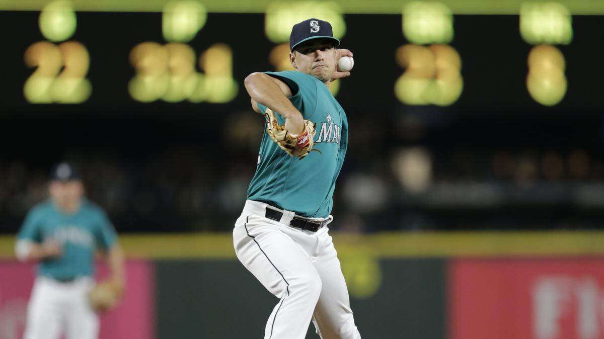 Seattle Mariners pitcher Marco Gonzales works against the Kansas City Royals during a baseball game, Friday, June 29, 2018, in Seattle. (AP Photo/John Froschauer)