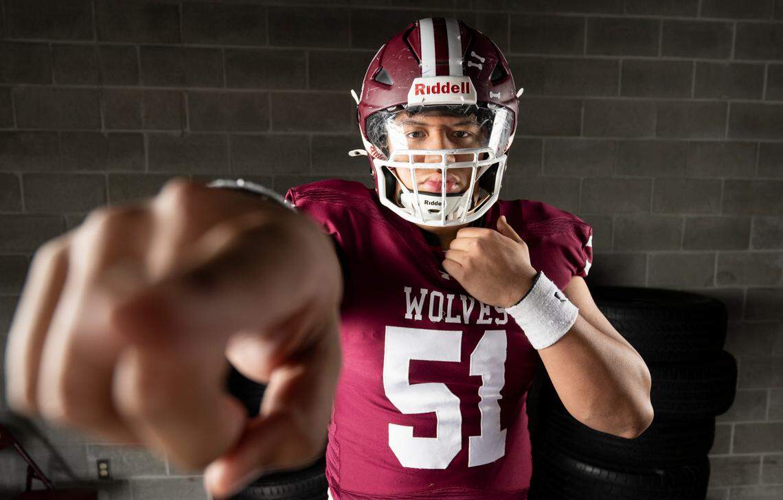 The News Tribune 2024 All-Area first-team defensive line selection Josaiah Asuega, South Kitsap, poses for a portrait at Mount Tahoma High School, on Sunday, Dec. 8, 2024, in Tacoma.