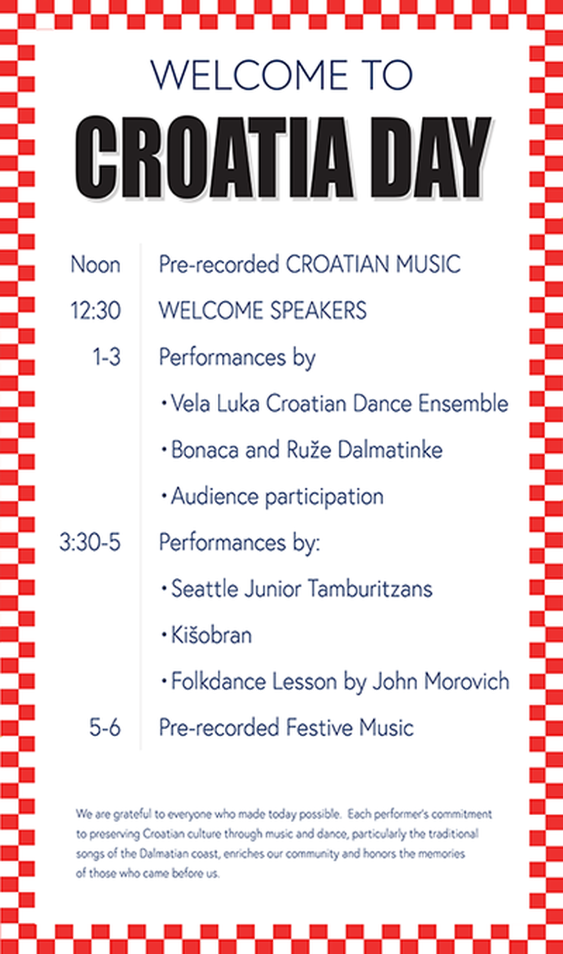 Several Croatian music and dance groups will perform at Skansie Brothers Park for Croatia Day on May 31, 2025, in Gig Harbor, Wash.