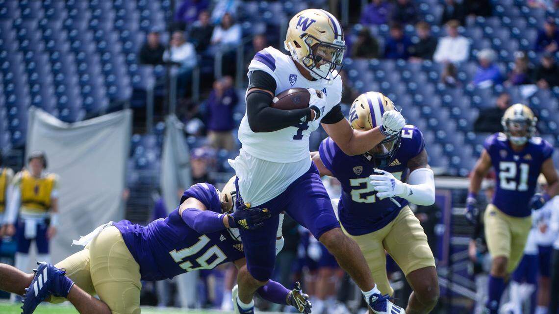 UW Huskies spring preview: Former Kennedy Catholic teammates Huard and Alexander shine; Odunze ends day with TD
