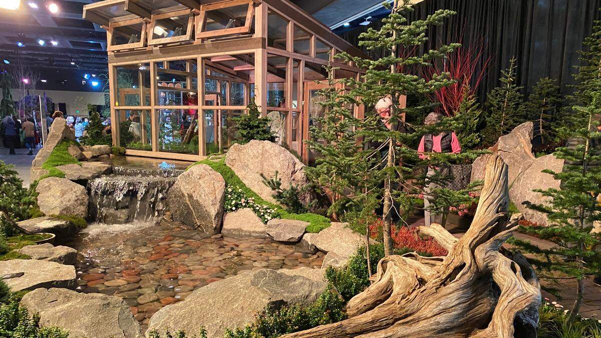 “Fallingwater Greenhouse” is one of 18 show gardens at the Northwest Flower & Garden Show on display this week in Seattle. It was designed by Tumwater’s Landon Moore.