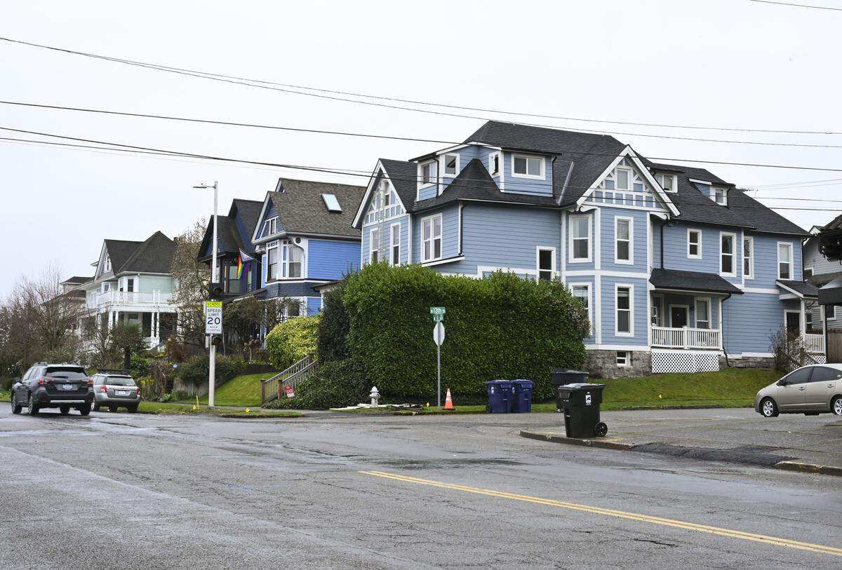 The intersection of 13th and North I streets is pictured on Friday, March 6, 2026, in Tacoma, Wash. Reports of a “shots fired” incident at the intersection were made in the early hours of Feb. 28.