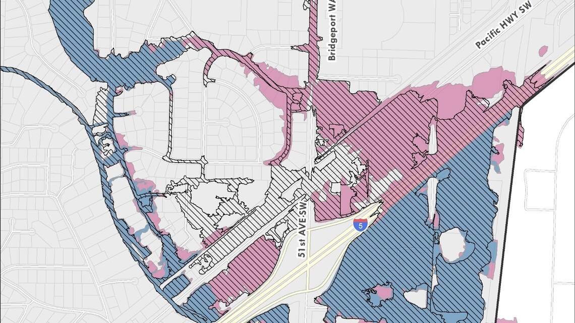 New mapping shows I-5 through Lakewood could be inundated by flooding of Clover Creek