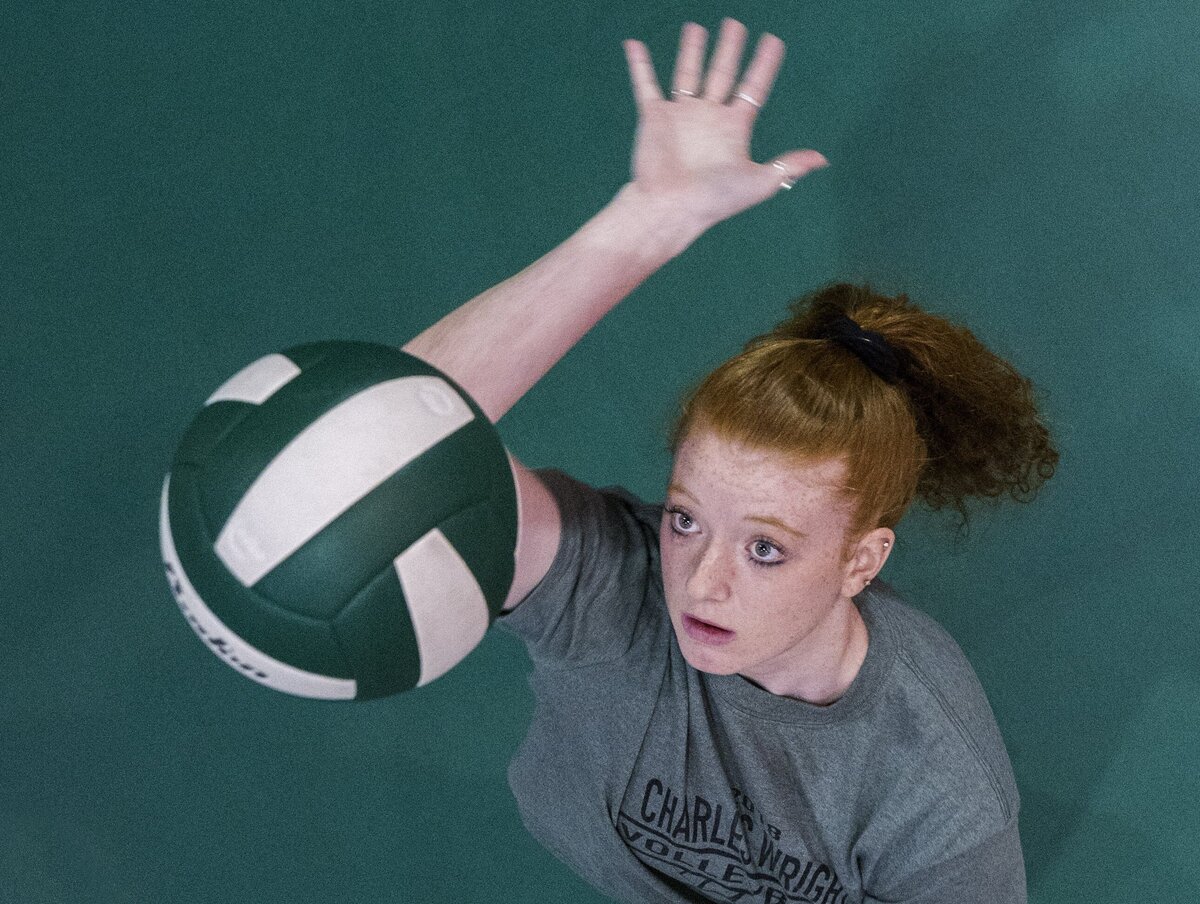 Charles Wright Academy volleyball player Abbie Jackson shown at practice on Sept. 28, 2018.