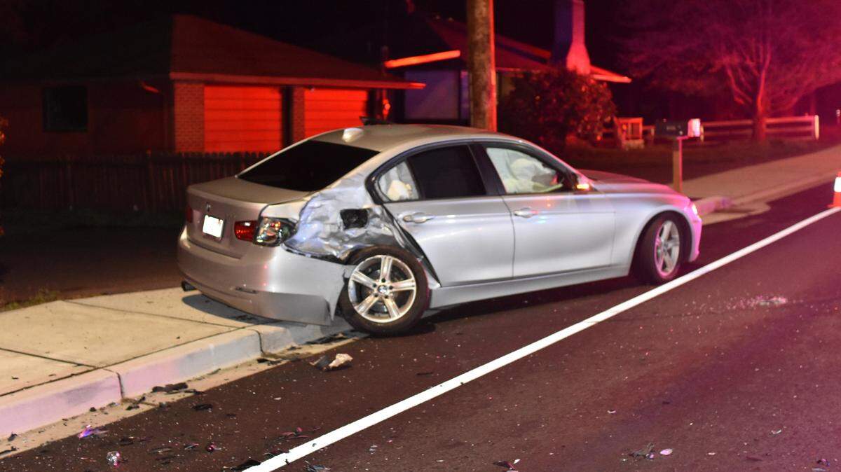 A motorcycle rider crashed into a car late Friday on Canyon Road East in the Summit area. The rider was transported to a local hospital, where he later died. (Pierce County Sheriff’s Office)