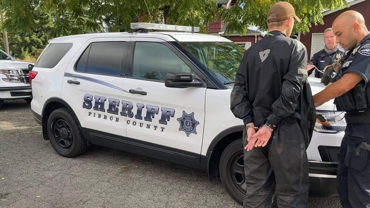 Deputies from Pierce County Sheriff’s Department arrested a 23-year-old man Thursday for investigation of felony stalking of a teacher at Graham-Kapowsin High School, Sept. 23, 2021.