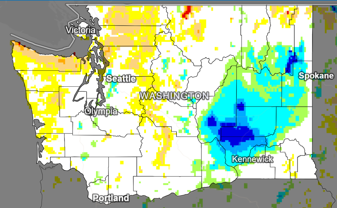 Western Washington will likely see lower-than-average rainfall in the next three months, while the Columbia Valley will benefit from higher-than-average rain.