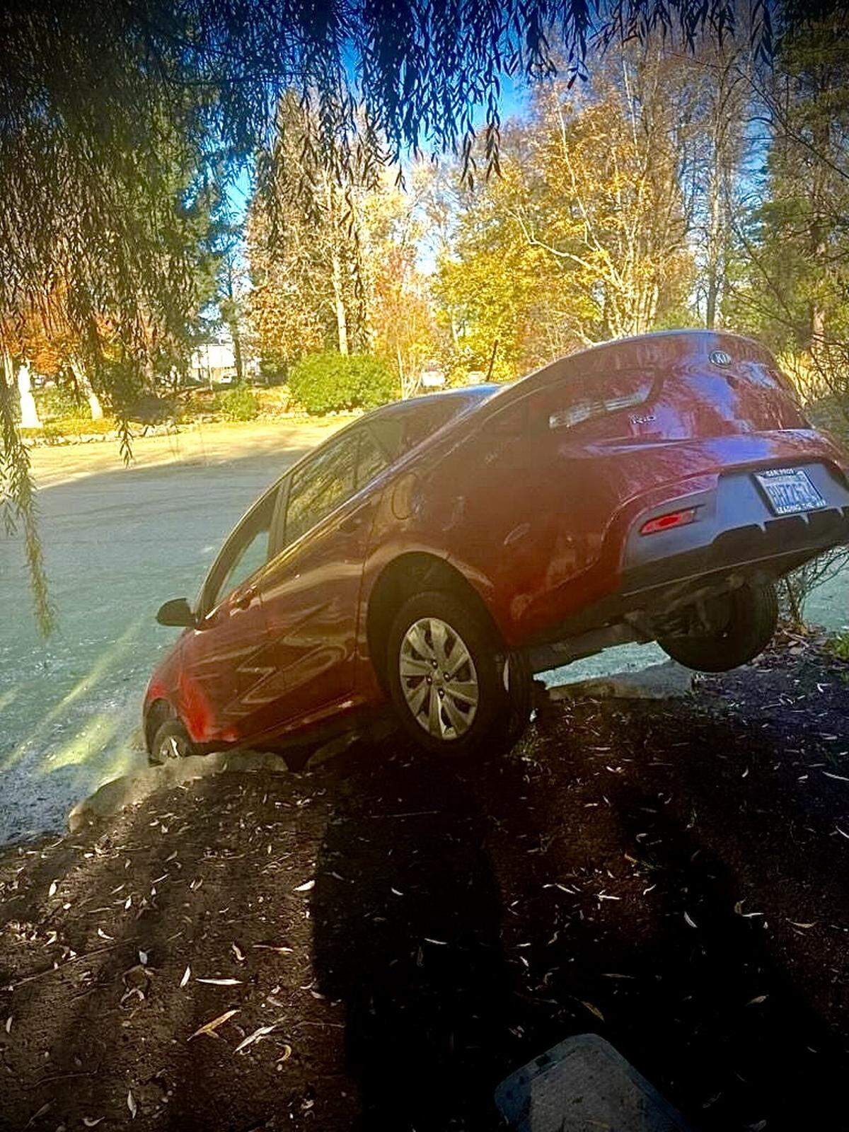 In November, car thieves crashed this car into a pond at Wright Park, Tacoma Police said.