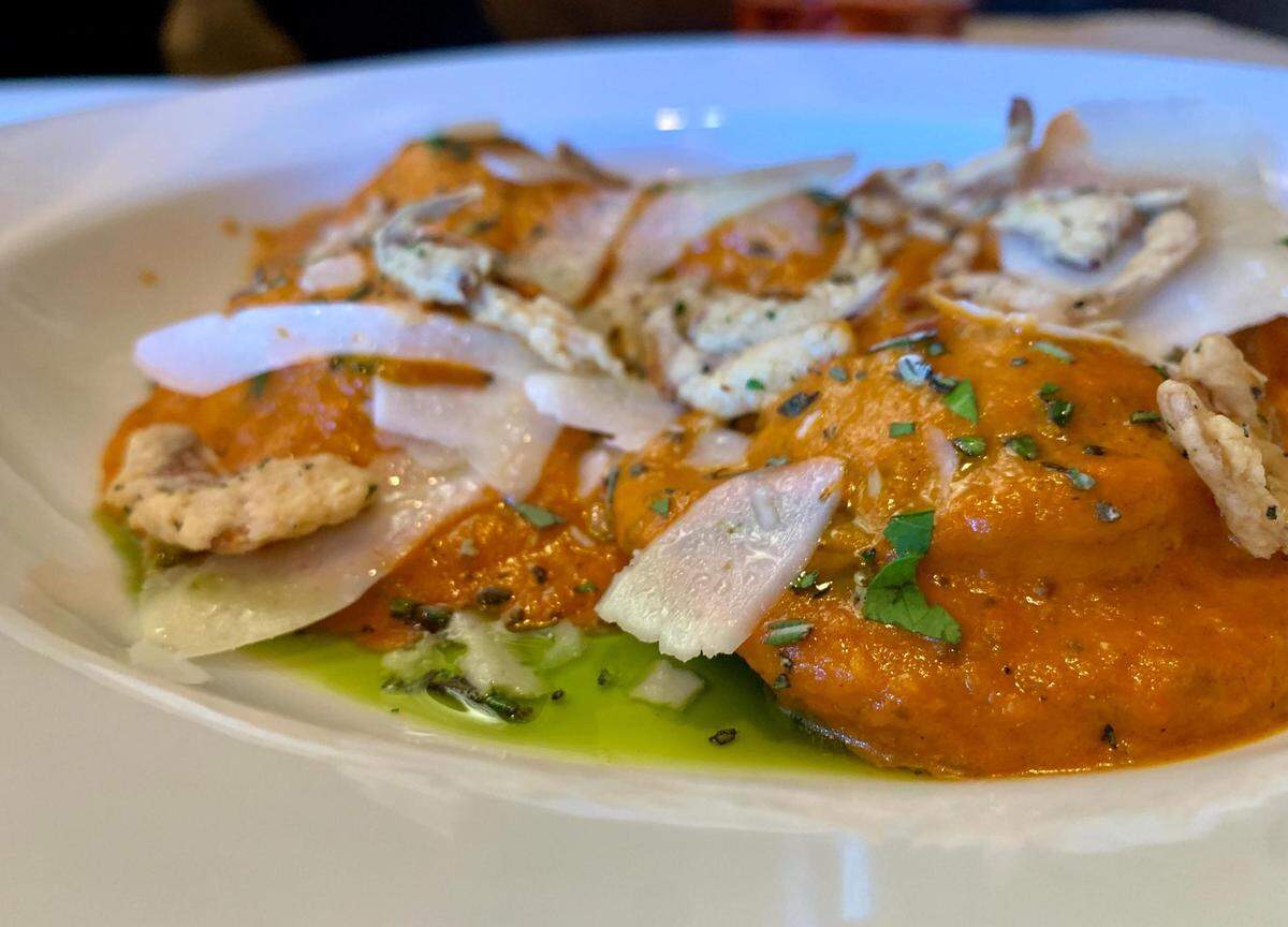 Pastas are made in-house at West 122, 728 Pacific Avenue in downtown Tacoma. The ravioli, here a four-cheese in vodka sauce, will rotate.