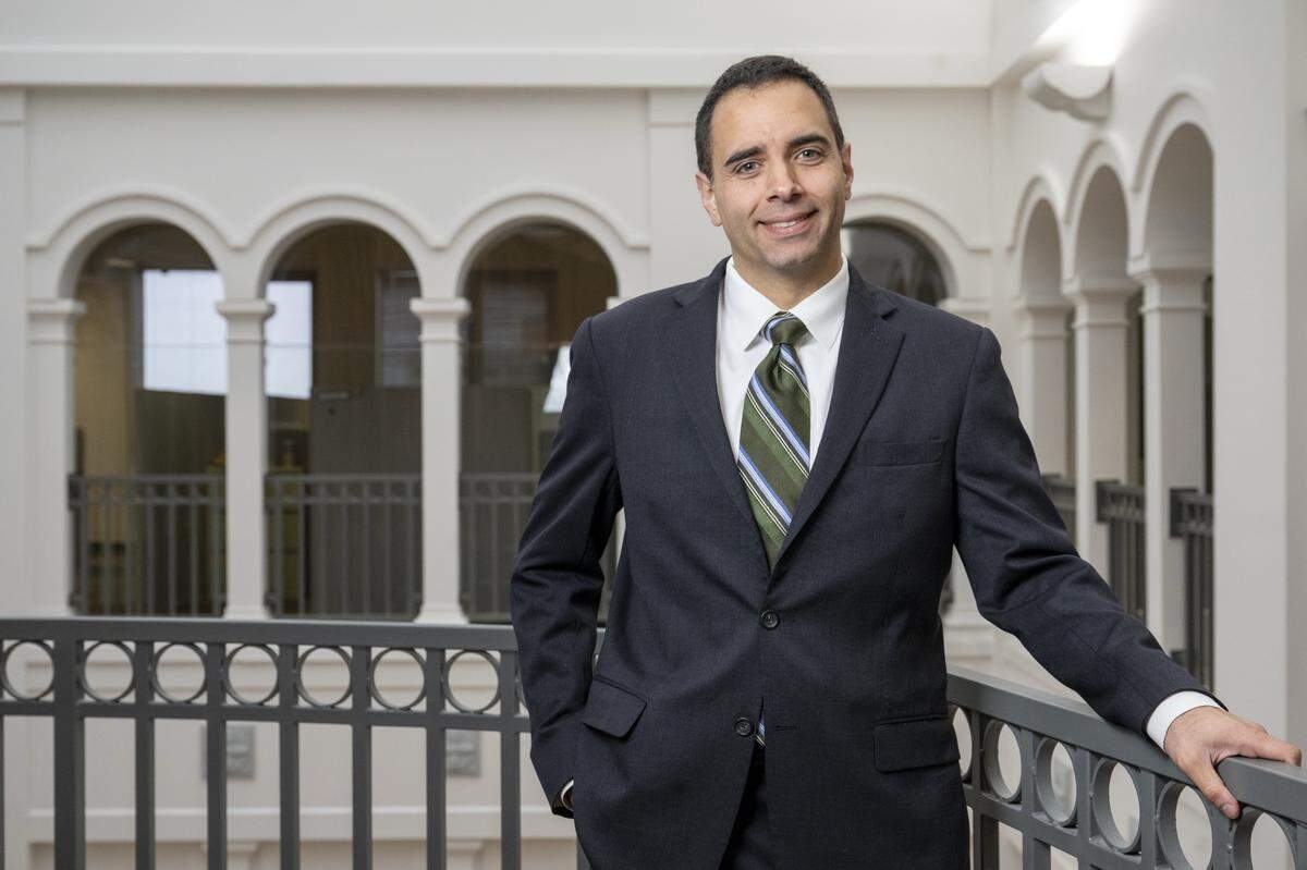 Tacoma Mayor-elect Anders Ibsen stands for a portrait on Friday, Dec. 5, 2025, in Tacoma, Wash.