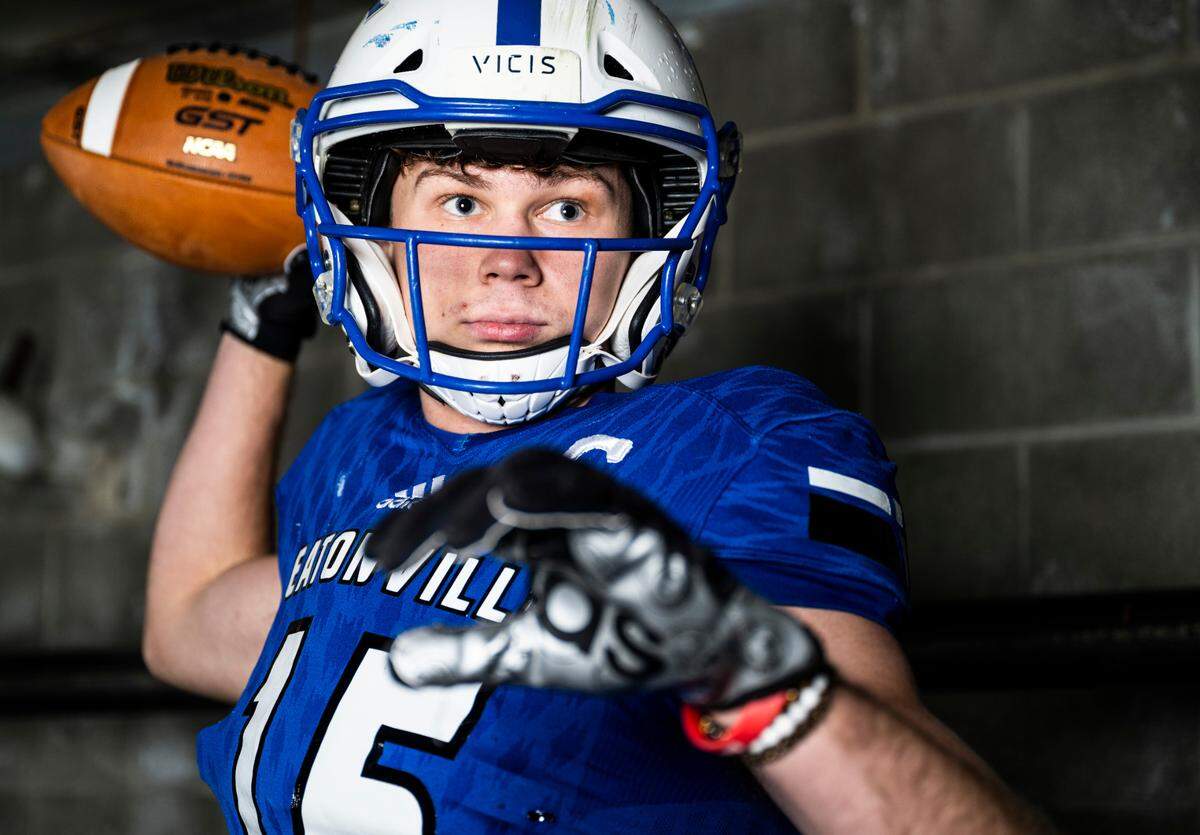 Eatonville senior Job Kralik poses for a portrait after being selected as a first-team kicker for The News Tribune’s 2022 All-Area football team, at Mount Tahoma High School in Tacoma, Wash. on Dec. 4, 2022.