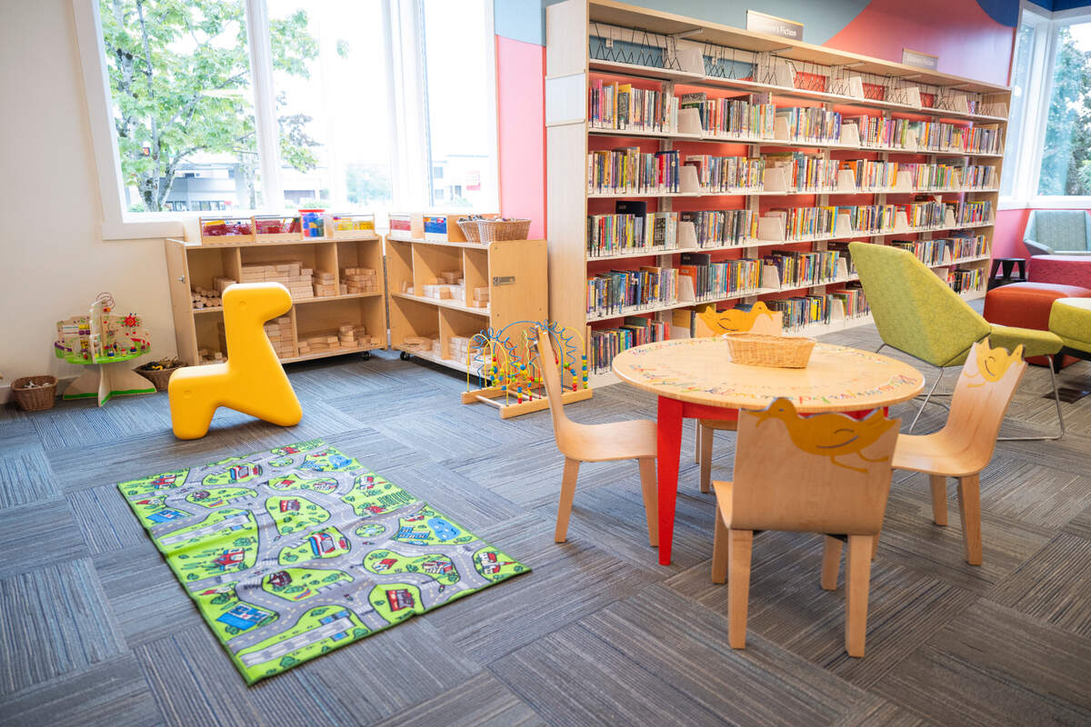 The new, interim Lakewood Public Library has a children’s area with books and activities, on Tuesday, Sept. 10, 2024, in Lakewood, Wash.