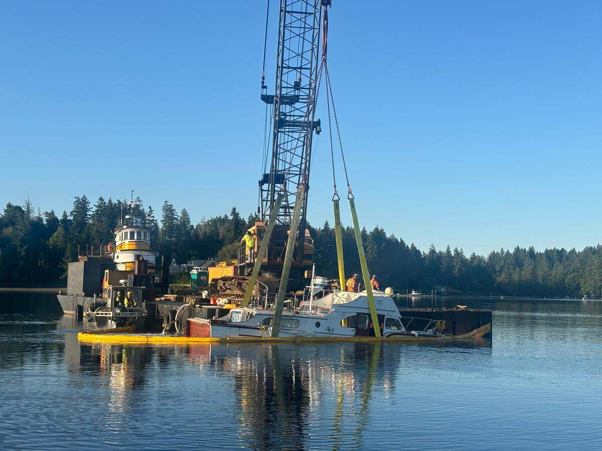 The Department of Natural Resources removed a derelict vessel in Filucy Bay on Wednesday, July 16, 2025, by Key Peninsula, Wash.