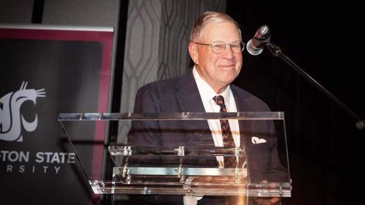 Budd Gould, shown here while receiving a lifetime achievement award from the state hospitality association in 2022, founded Anthony’s Restaurants in Bellevue in 1973. He died July 5 at 85.