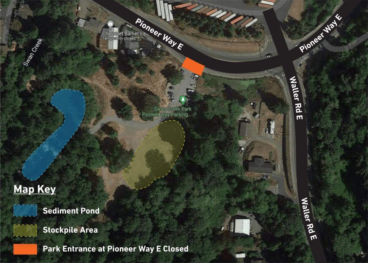 The sediment pond at Swan Creek Park helps reduce flooding in the area during high-water events.
