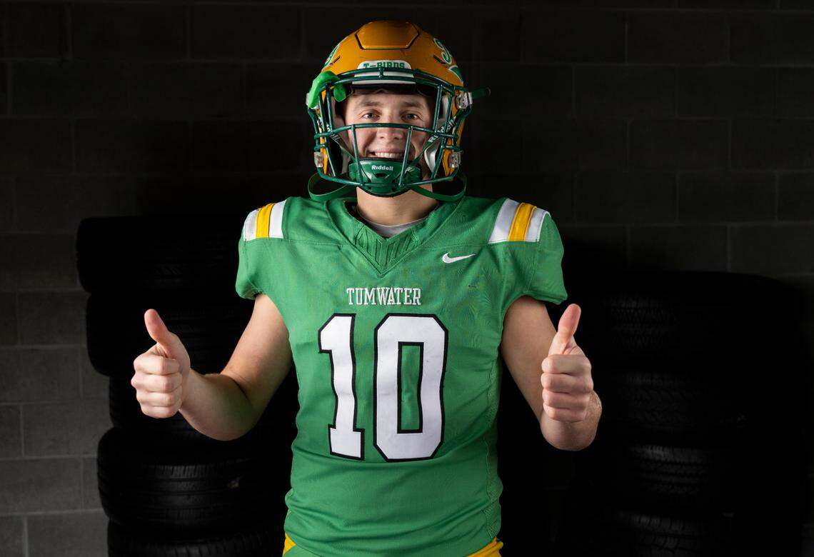 The News Tribune 2024 All-Area first-team linebacker selection Beckett Wall, Tumwater, poses for a portrait at Mount Tahoma High School, on Sunday, Dec. 8, 2024, in Tacoma, Wash.