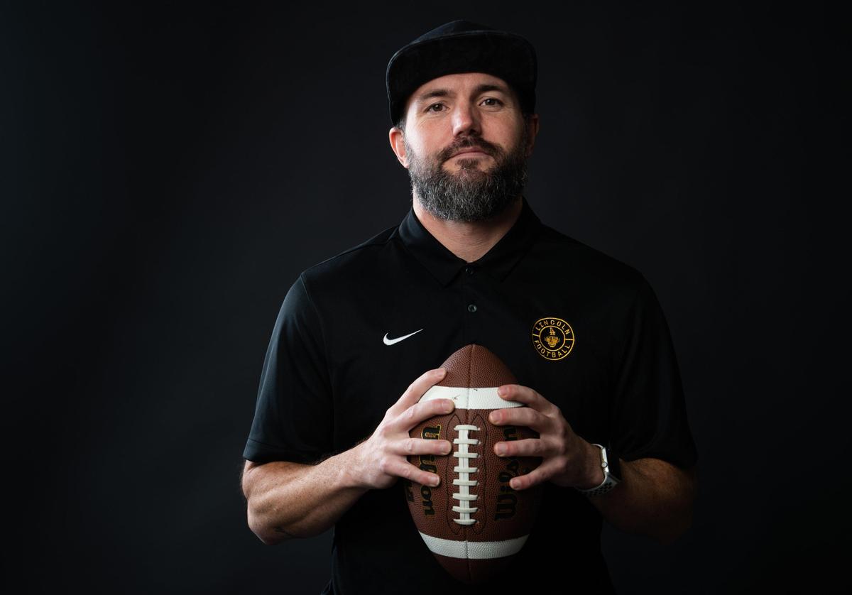Lincoln offensive coordinator Jason Bergstrom photographed in Tacoma, Wash., on Sunday, Dec. 8, 2019.