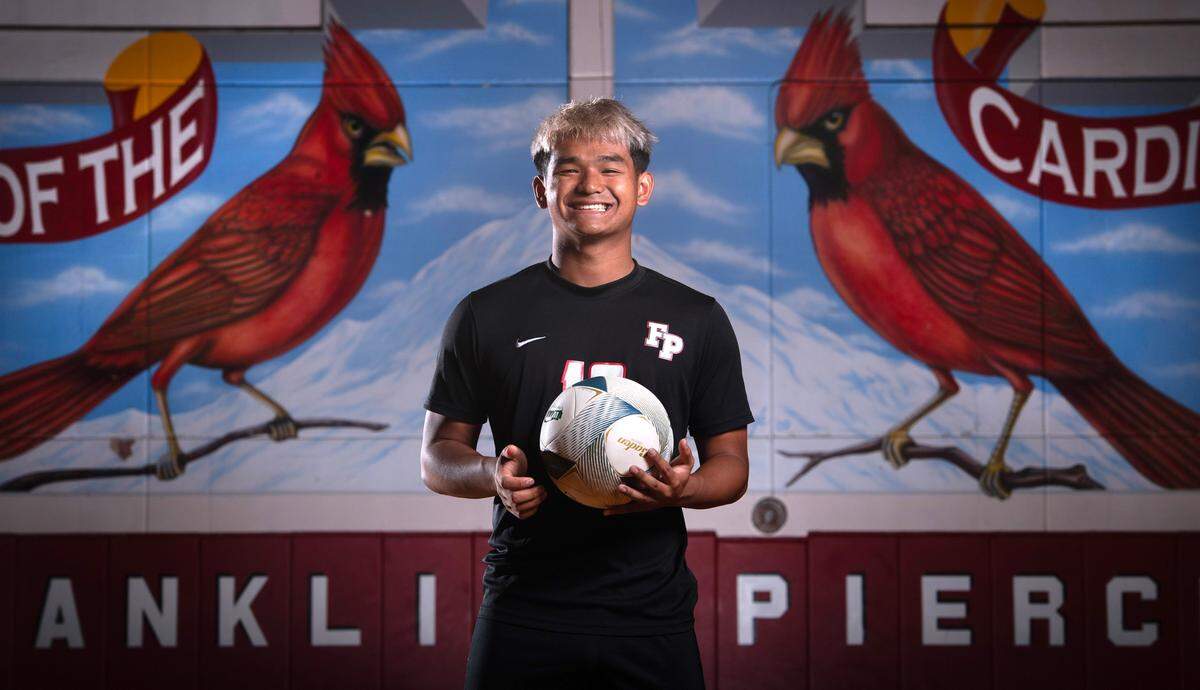 Franklin Pierce senior Preston Soeum is The News Tribune’s All-Area Boys Soccer Player of the Year after helping to lead the Cardinals to the WIAA 2A boys soccer state championship this spring. He is photographed at Franklin Pierce High School in Tacoma, Washington, on Wednesday, June 12, 2024.