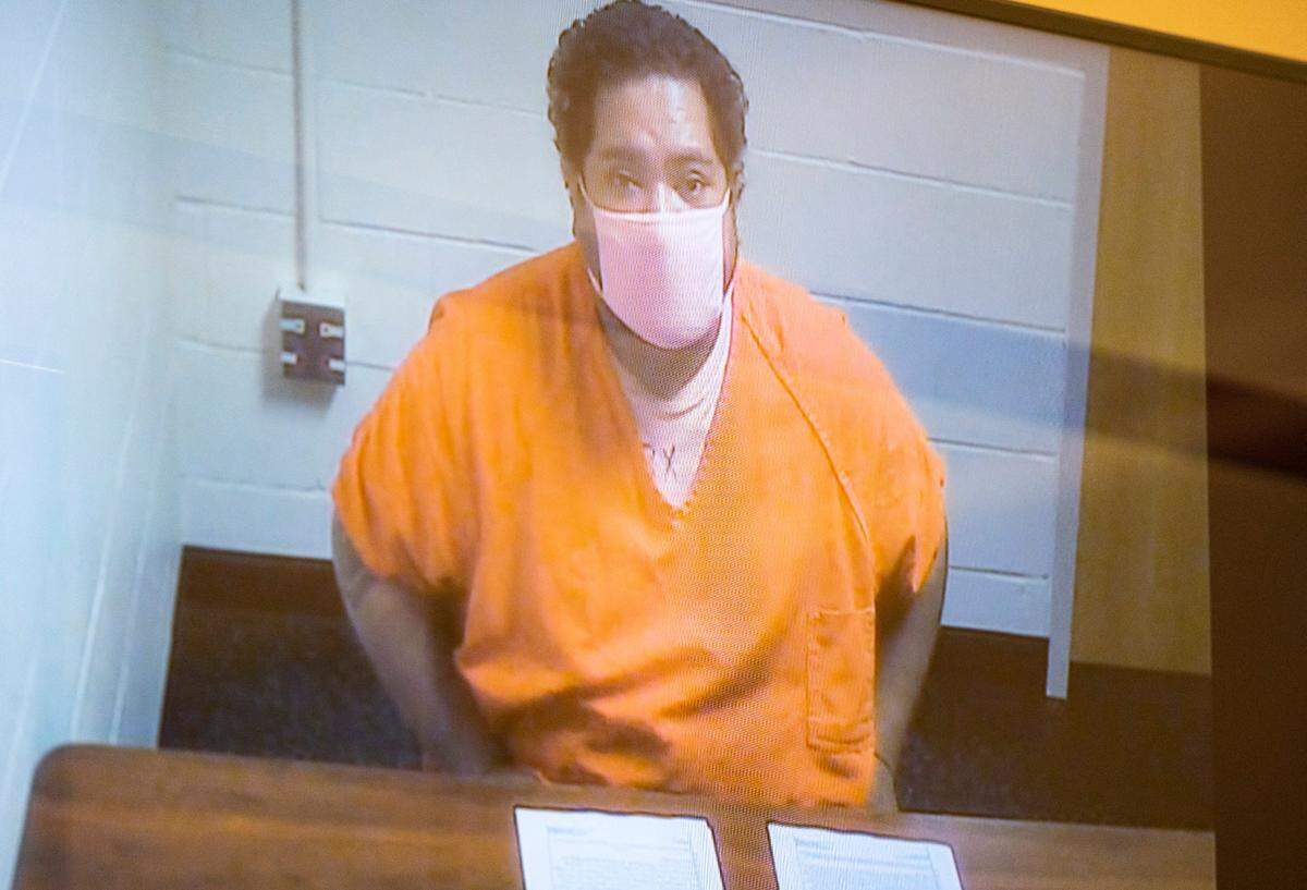 Evans Vailolo appears in court for his arraignment after being charged with two counts of second-degree murder in the Oct. 9 fatal shooting of Gregory Hughes, 51, in Tacoma, at Pierce County Superior Court in Tacoma, Wash. on Oct. 20, 2022.