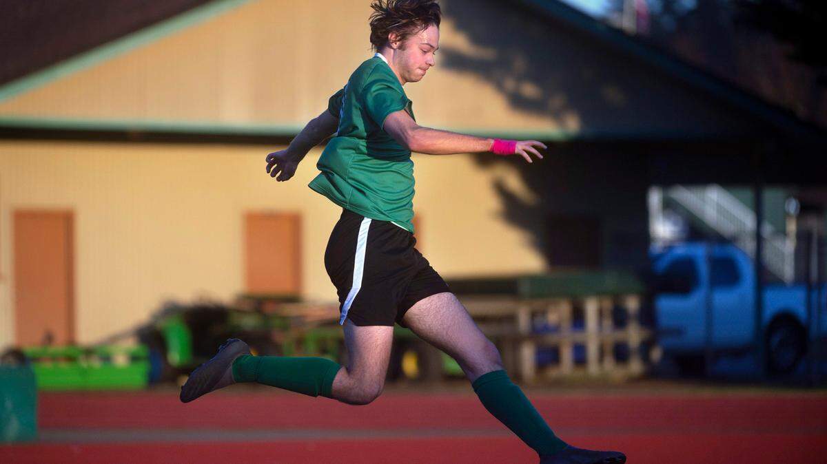 Tumwater senior defender Jack Armour is the T-Birds leader on the field, shown during a soccer match against the Rochester Warriors at Tumwater District Stadium in Tumwater, Washington, on Friday, April 16, 2021.