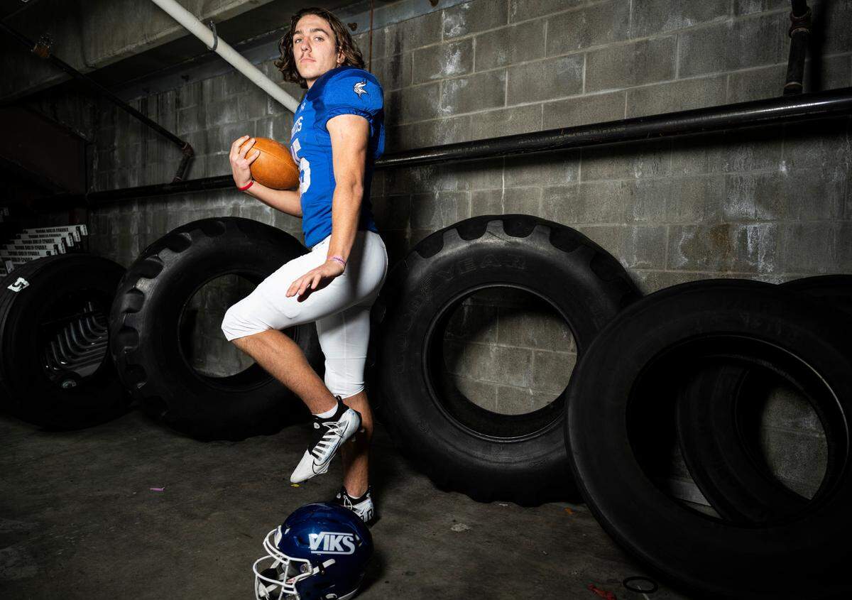 Curtis junior Rocco Koch poses for a portrait after being selected as a multi-purpose player for The News Tribune’s 2022 All-Area football team, at Mount Tahoma High School in Tacoma, Wash. on Dec. 4, 2022.