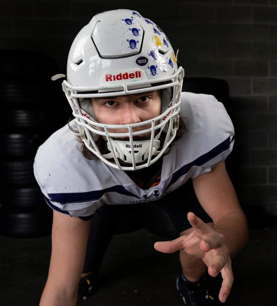 The News Tribune 2024 All-Area first-team defensive line selection Shaun Griffith, Sumner, poses for a portrait at Mount Tahoma High School, on Sunday, Dec. 8, 2024, in Tacoma.